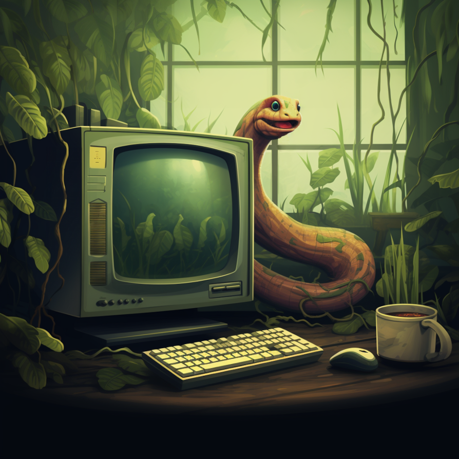 stylised image of a snack next to an old computer